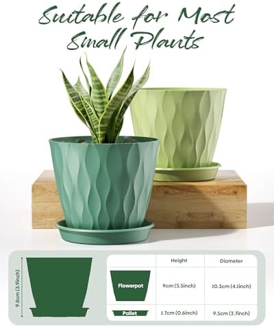 6 Pack Plant Pots with Drainage Holes, 4 Inch Plastic Indoor Flower Pots, Succulent Pots for Orchids, Violets, Succulents, Herbs and Other Small Plant, Black - Image 6