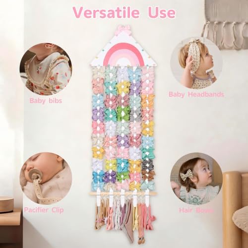 POVETIRE Rainbow Headband Holder Bow Organizer for Girls Hanging Hair Bows - Image 6