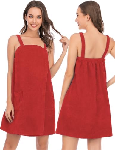 Veseacky Women Bath Wrap Towel for Womens Shower with Pocket Adjustable Spa Robe & Facial Headband - Image 2