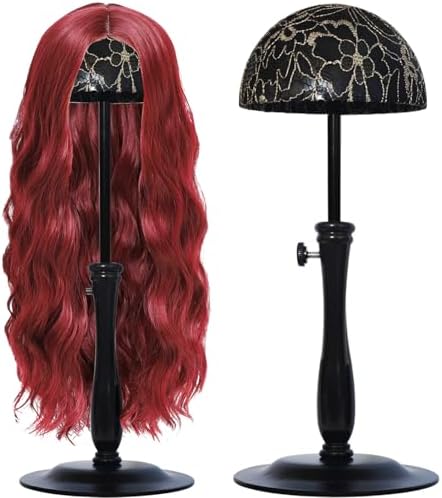 Wig Stand 1PC Iron Base Adjustable 12.6-18.5"Black Non-Slip Wig Holder by WiZiWi