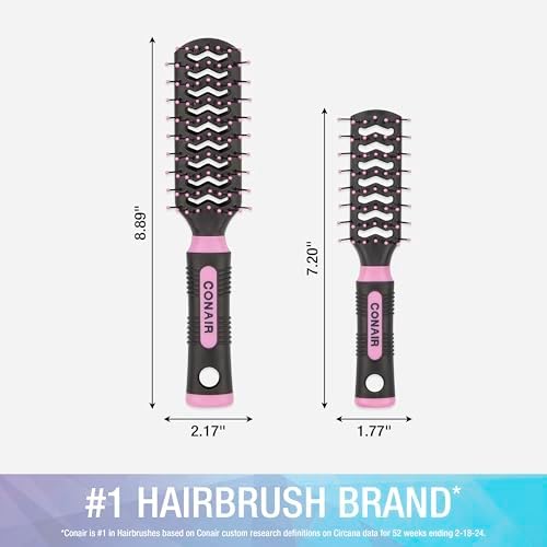 Conair Hair Brush Set, Salon Results, Full-Size & Mid-Size, Pink - Image 4