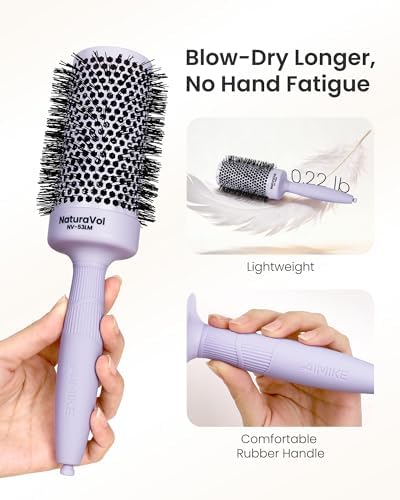 AIMIKE 2.1" Round Brush for Long Hair, Add Volume & Smooth Blowouts, Purple - Image 5