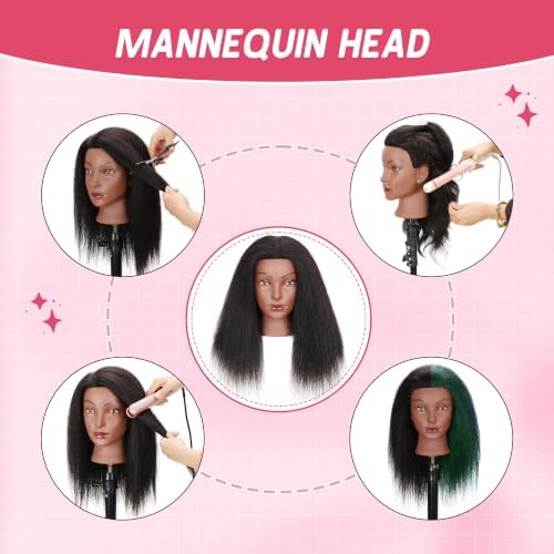 Mannequin Head 100% Human Hair Black 16" for Cosmetology & Hairdressers - Image 4