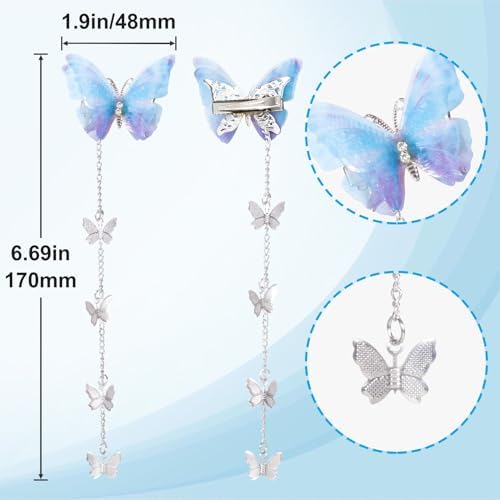 PAGOW 8pcs Butterfly Hair Tassel Clips, Cute Alligator Barrettes - Image 2