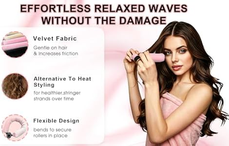 6 Pcs Velvet Heatless Hair Curler Non-slip Jumbo Flexi Rods Overnight Curls - Image 3