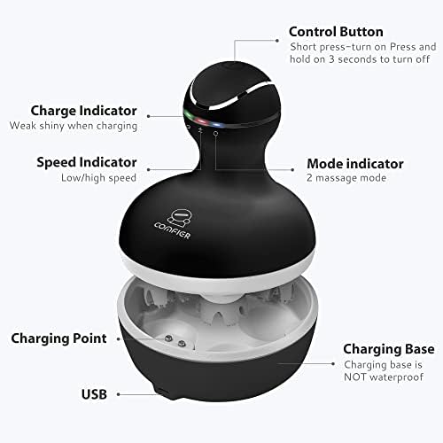 COMFIER Electric Scalp Massager, Waterproof Head Massager with Mutlti-Modes Vibration, Handheld Portable Head Scratcher for Hair Growth, Dog Cat Massager for Deep Clean and Stress Relax - Image 5