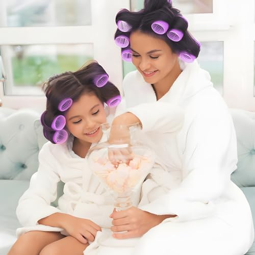 4 Sizes Hair Rollers Set with Clips - 50 Pcs Hair Curlers Rollers for Women, Self Grip Holding Hair Roller for Hair Long Medium Short Bangs Thick Fine Volume Thin, Pink - Image 6