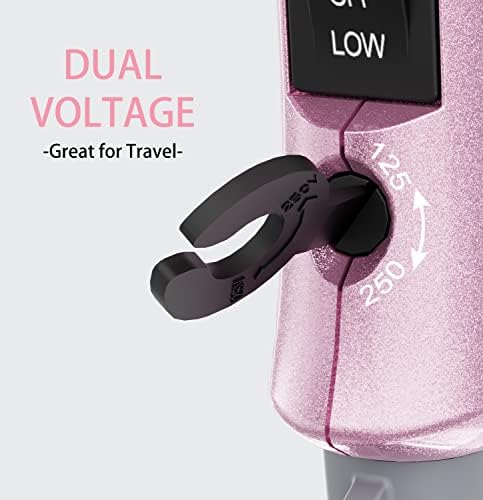 DAN Technology Travel Hair Dryer,Dual Voltage HairDryer,Mini Blow Dryer with Concentrator,Small Hair Dryer with Diffuser,European hairdryer with European Plug,Pink Blow Dryer for Women - Image 4