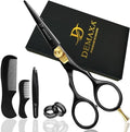 Mustache Scissors Beard Scissors for men with Beard Mustache Comb DEMAXA 5.5" Rust-Free Professionally Sharpened for Precision Trimming with Tweezers, Premium Black Beard Shears moustache scissors men by DEMAXA