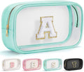 YOOLIFE Initial Clear Makeup Pouch, Clear Makeup Bag Cosmetic Travel Beach Toiletry Bag Travel Essentials Gifts for Women Teen Girlfriend Teacher Mom Birthday Gift for Women Teen Zipper Pouch Blue A by YOOLIFE