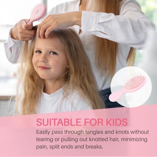 RHOS Mini Hair Brush for Women,Men and Kids-Travel Size Hair Brush for Purse, Pocket,backpack,Mini Detangler for All Hair Types (1 Pack-Pink) - Image 5