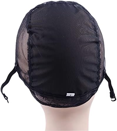 YANTAISIYU 1Pc U Part Weaving Wig Cap with Elastic Band and 2 Hair Clips Front for Wig Making Hair Extensions Weft DIY (Black L) - Image 4