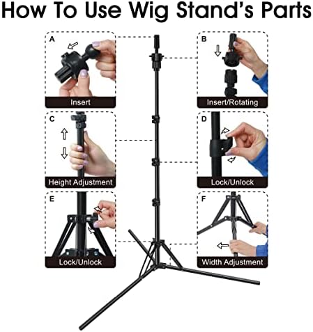 Mannequin Head Stand, Upgrade Foldable Wig Stand Tripod for Cosmetology Hairdressing Training, Metal Adjustable Wig Head Stand with Wig Caps, T-Pins, Comb, Hair Clips - Image 2