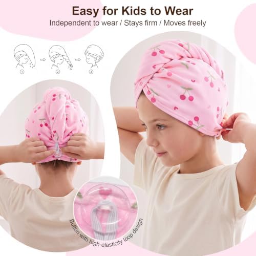 Kids Microfiber Hair Towel Wrap 2Pack Absorbent Hair Drying Turban for Girl - Image 4