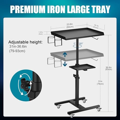 Premium Large Double Tier Rolling Workstation Table - Image 2