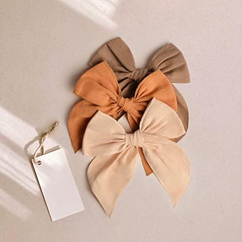 Niceye Big Hair Bows for Girls, Cotton Linen Alligator Clips, 5.5" Bows - Image 6