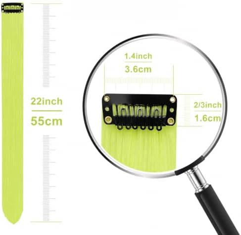 Lime Green Hair Extensions Clip in Synthetic Color Hairpieces 14PCS - Image 3