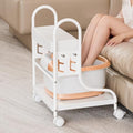 OmySalon Pedicure Cart Foot Bath Trolley, Adjustable Height Salon Trolley with PU Cushion, Portable Nail Esthetician Cart for Manicure & Foot Massage, Beauty Spa Supplies with Locking Wheels (White) by OmySalon