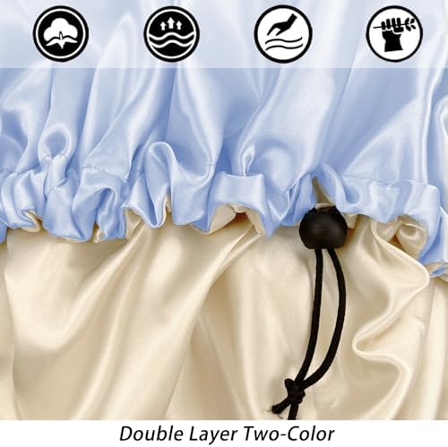Edoneery Satin Bonnet for Sleeping Women, Double Layer Adjustable Sleep Cap - Image 2