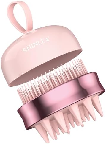SHINLEA 2 in 1 Scalp Massager Hair Growth,Scalp Scrubber with Soft Silicone Bristles for Dandruff Removal,Shampoo Brush for Exfoliation,Head Massager for Both Wet and Dry Use (Pink) by SHINLEA