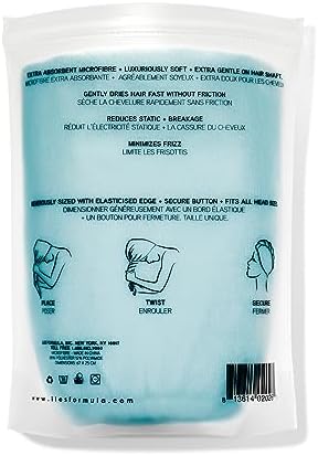 ILES FORMULA Ultra-Soft Microfiber Turban Towel for Curly Hair - Spa Blue - Image 2