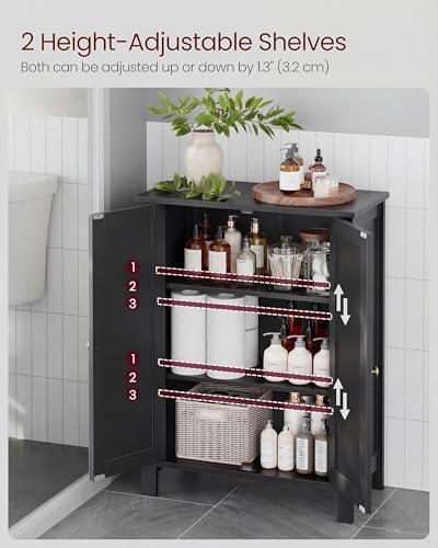 VASAGLE Bathroom Floor Storage Cabinet,2 Adjustable Shelves,Ink Black - Image 4