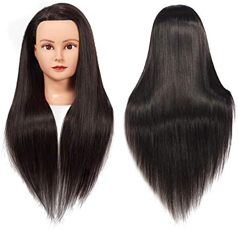 Mannequin Head 26-28" Synthetic Fiber Hair for Hairdresser Black by Headwinn