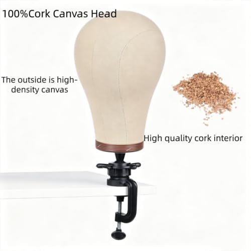 Wig Head 23 Inch Cork Canvas Head Mannequin Head for Wigs Making Display - Image 3