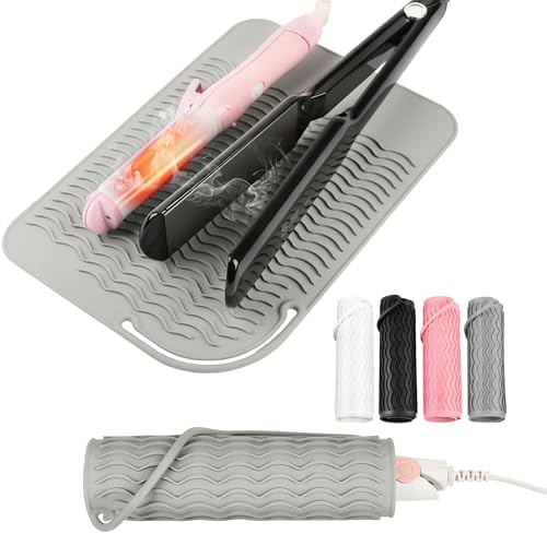 Silicone Heat Resistant Mat for Hair Tools, 11" x 7.5", Gray by Nulubuu