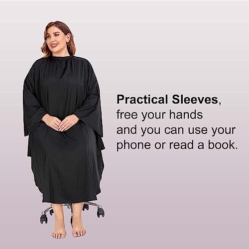 PERFEHAIR Professional Salon Client Hair Cutting Cape Gown, Barber Haircut Cape with Sleeves - Black - Image 4