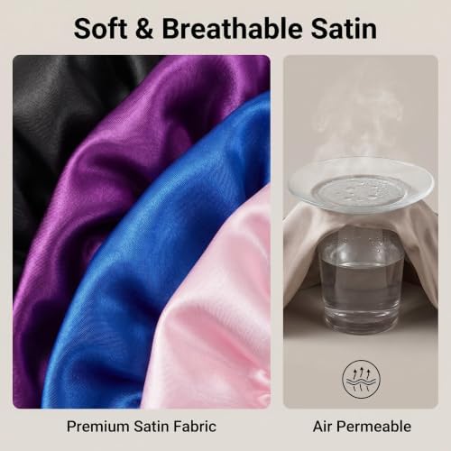 4 Pack Large Satin Bonnet for Sleeping Women ,Hair Bonnet for Long Braids - Image 5