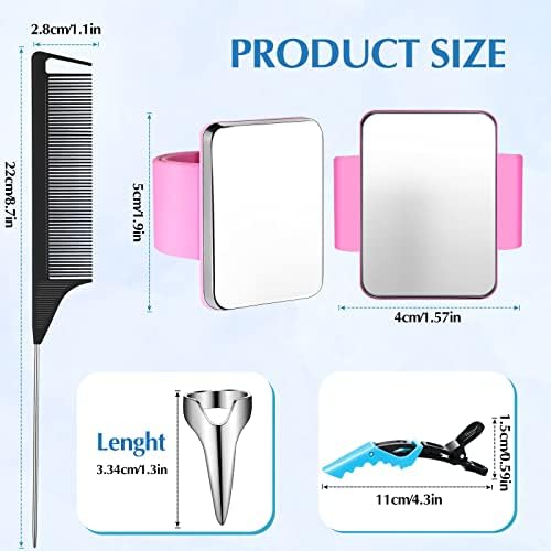 Chengu 26 Pcs Hair Braiding Tools for Mardi Gras Magnetic Wrist Pin Holder Wristband Stainless Steel Pintail Rat Tail Comb Hair Parting Ring with Alligator Plastic Clip Kit for Carnival Party Style - Image 2