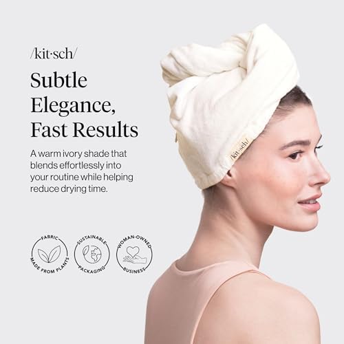 Kitsch Microfiber Hair Towel Wrap for Women - White Ivory - Image 2