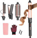 4-in-1 Curling Iron Set for Long Hair, Fast Heating Ceramic Ionic Hair Curler, Flat Iron & Hot Brush Combo, Frizz-Free Styling Tool with Dual Voltage for Home & Travel by Unknown