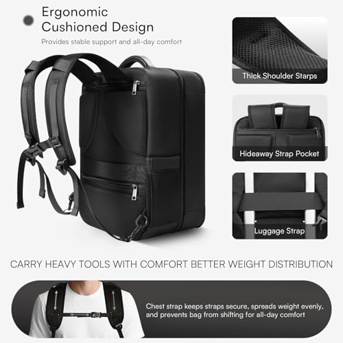 Barber Bag with 2 Pouches, Professional Hairstylist Travel Backpack with Adjustable Dividers, Hairdresser Hair Tools Bag with Insulated Pocket, Cosmetology Bags for Supplies, Water-resistant, Black - Image 6