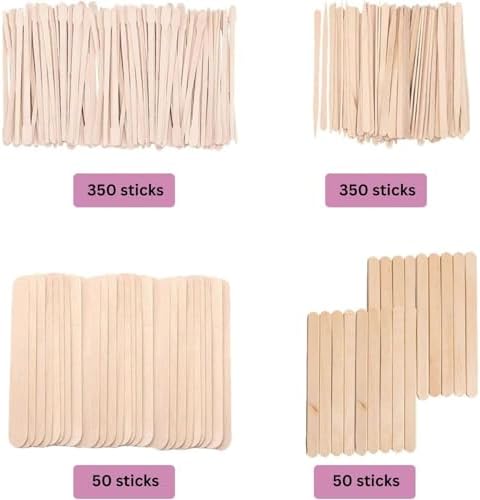 Mibly 4 Style Assorted Wooden Wax Sticks for Body Legs Face and Small Medium Large Sizes Eyebrow Waxing Applicator Spatulas for Hair Removal or Wood Craft Sticks (Pack of 800) - Image 3