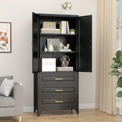 SteeLoong 75" Metal Storage Cabinet with Doors and 2 Adjustable Shelves - Image 4