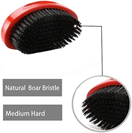 360 Curved Wave Brush - Medium Hard Palm Brush with Beech Wood and Boar Bristles for Men's Hair Styling and Beard Grooming (Red) - Image 6