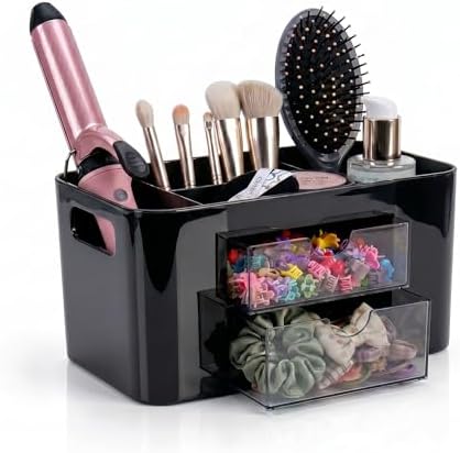 Hair Accessories Organizer for Girls, 2 Drawers & 3 Slots, Black by IMAKMASION
