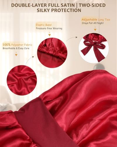 AWAYTR Long Satin Bonnet for Braids - Double Layer Hair Bonnet for Sleeping - Image 3
