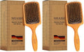 SHASH Since 1869 Made in Germany Wooden Paddle Brush - Gently Detangles, Styles, Conditions Hair with Minimal Frizz and Breakage - Safe for All Hair Types, Wet or Dry - Eco-Sourced Wood (Pack of 2) by SHASH
