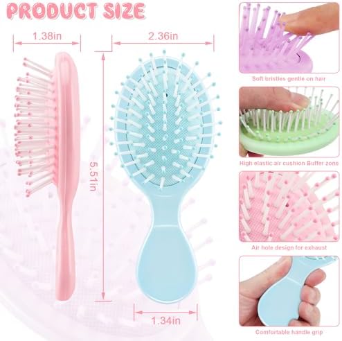 HOFASON Bridesmaid Gift Bachelorette Party Favors,16 PCS Mini Wet Hair Brush Travel for Stocking Stuffers, Teen Girls Gift, Small Hair Brush for Pockets, Women Girl Detangling Travel Mini Brush - Image 2