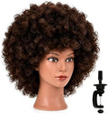 headdoll Afro Curly Mannequin Head with 100% Human Hair Curly Hair Hairdresser Hair Styling Cosmetology Manikin Head Doll head for Hairdresser Practice Styling Dye Braiding with Clamp Stand by headdoll