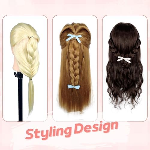 Mannequin Head Human Hair, 80% Real Hair Cosmetology Manikin Head for Practice Braiding Hairstyling Cutting with Free Clamp Holder and Tools (Dark Brown) - Image 5