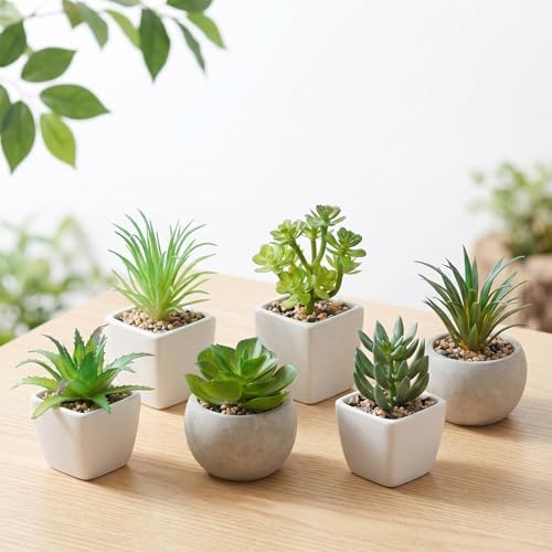 6Pcs Mini Fake Succulents Plants, Green Succulent Plants Faux - Image 6