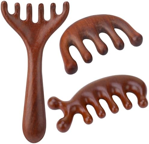 ProSuites 3 Pcs Wooden Head Scalp Massager Comb, Head Massage Tool for Relaxation Hair Gua Sha Comb for Mother,Gaughter,Wife by ProSuites