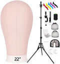 22" Mannequin Head 63" Tripod Wig Head Stand for Wigs Making Display, Pink by PetBaby