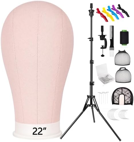 22" Mannequin Head 63" Tripod Wig Head Stand for Wigs Making Display, Pink by PetBaby