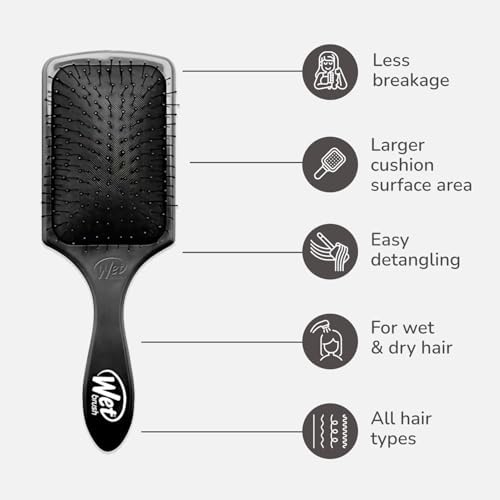 Wet Brush Paddle Detangler Hair Brush, Black, Ultra-Soft IntelliFlex Bristles with AquaVent Design, Great For Treatment & Mask Application, Women, Men, Wet, Dry and Damaged Hair - Image 4