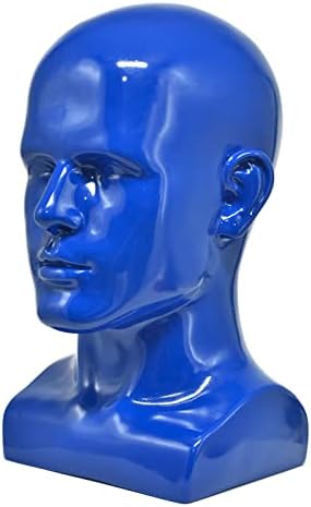 FanLin Male Mannequin Head Professional Manikin Head for Display Wigs Hats Headphone Mask Sunglasses Jewelry and Scravat Display Stand (Bright Blue) - Image 5
